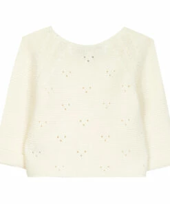 Cotton and Cashmere Openwork Cardigan Ecru Tartine et Chocolat Fashion Baby -Baby Tops Elegant Store cotton and cashmere openwork cardigan ecru tartine et chocolat fashion baby 2