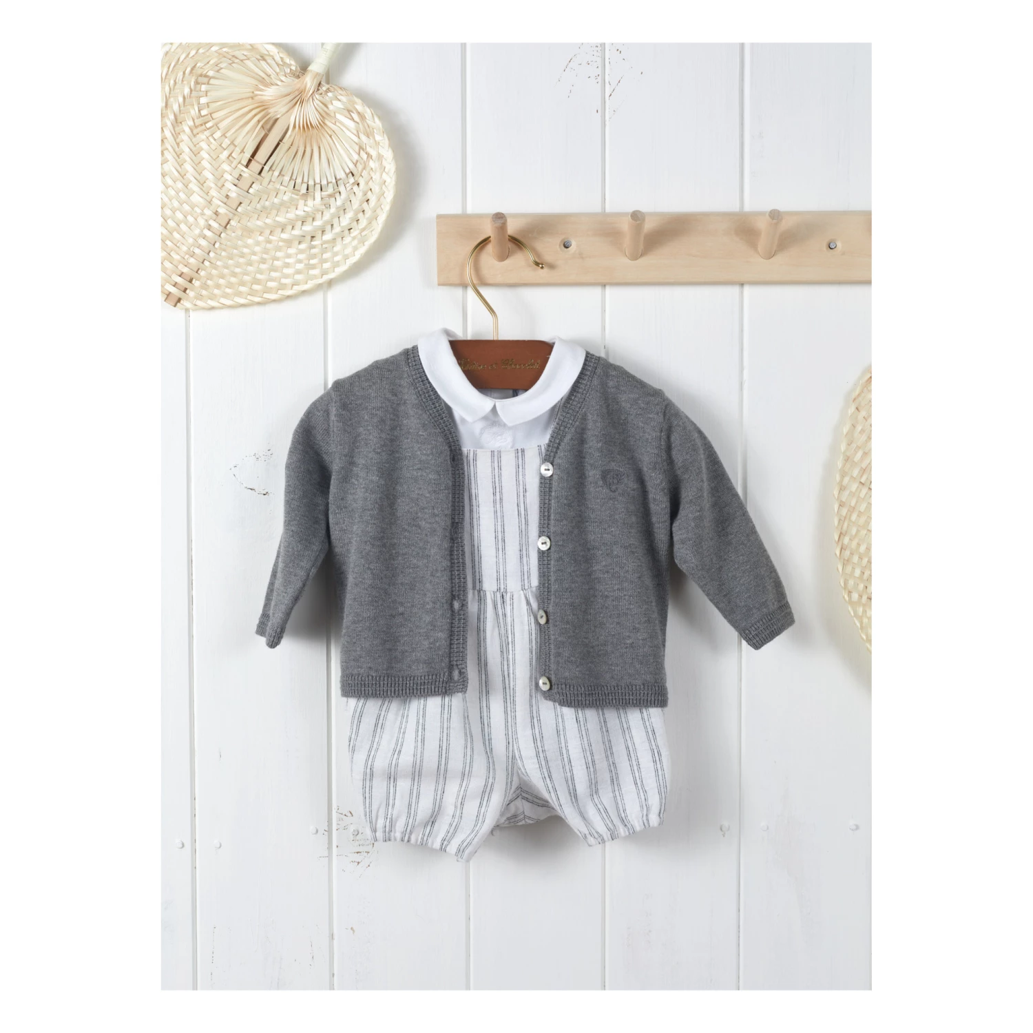 Cotton and Cashmere Openwork Cardigan Heather grey Tartine et Chocolat Fashion Baby 2 Cotton and Cashmere Openwork Cardigan Heather grey Tartine et Chocolat Fashion Baby - Image 2