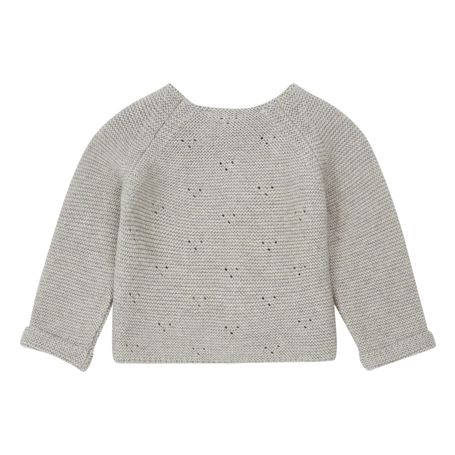 Cotton and Cashmere Openwork Cardigan Heather grey Tartine et Chocolat Fashion Baby 3 Cotton and Cashmere Openwork Cardigan Heather grey Tartine et Chocolat Fashion Baby - Image 3