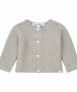 Cotton and Cashmere Openwork Cardigan Heather grey Tartine et Chocolat Fashion Baby