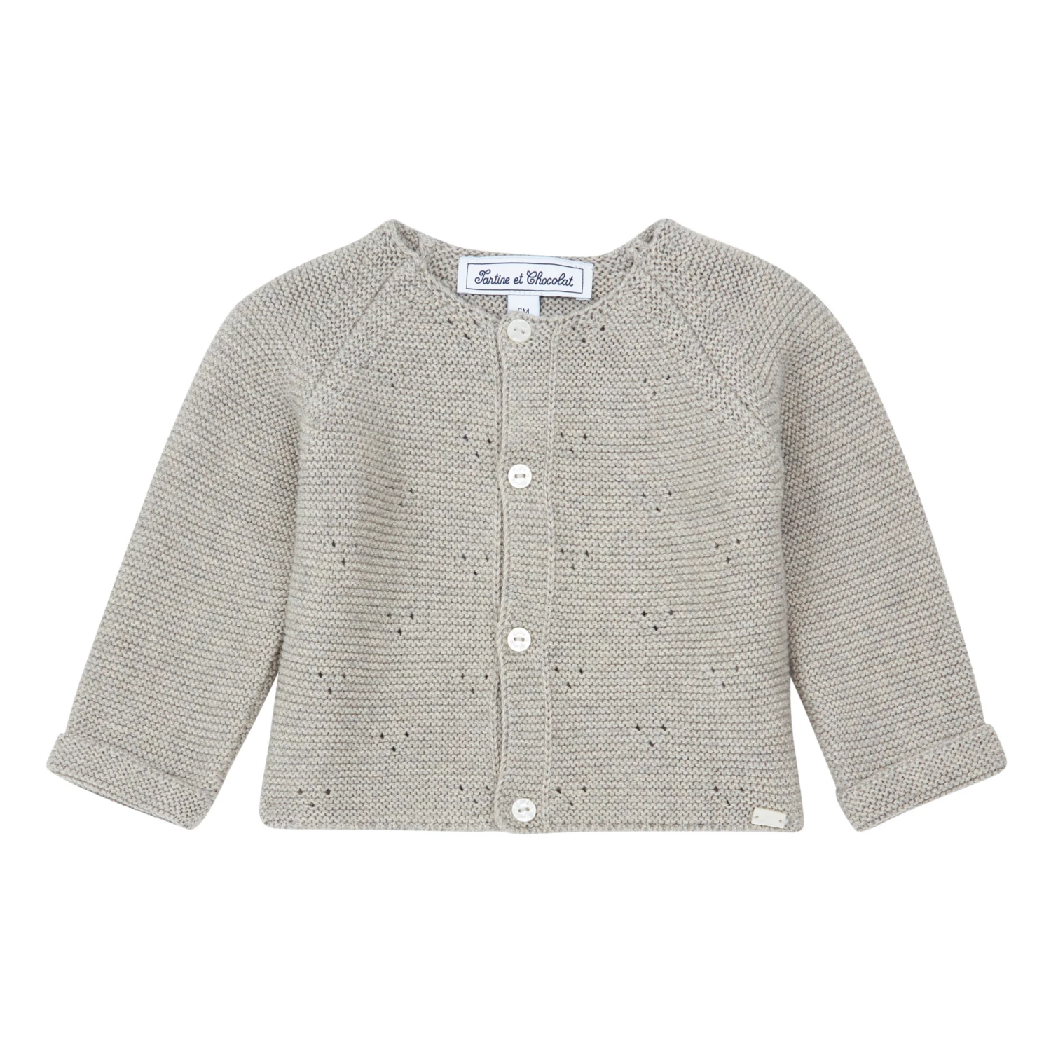 Cotton and Cashmere Openwork Cardigan Heather grey Tartine et Chocolat Fashion Baby 1 Cotton and Cashmere Openwork Cardigan Heather grey Tartine et Chocolat Fashion Baby