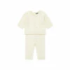 Cotton and Cashmere Openwork Top + Bottoms Ecru Bonton Fashion Baby