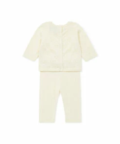 Cotton and Cashmere Openwork Top + Bottoms Ecru Bonton Fashion Baby -Baby Tops Elegant Store cotton and cashmere openwork top bottoms ecru bonton fashion baby 2