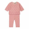Cotton and Cashmere Openwork Top + Bottoms Pink Bonton Fashion Baby