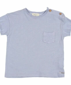 Cotton and Linen Baby Pocket T-shirt Light blue Búho Fashion Baby