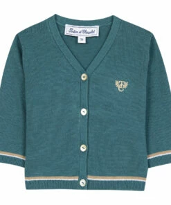 Cotton and linen cardigan Green Tartine et Chocolat Fashion Baby