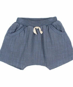 Cotton Muslin Baby Shorts Blue Búho Fashion Baby
