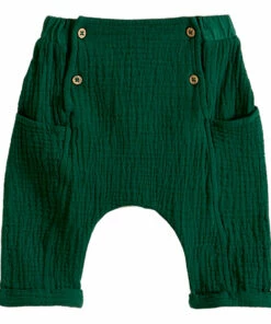 Cotton Muslin Harem Pants Green Emile et Ida Fashion Baby