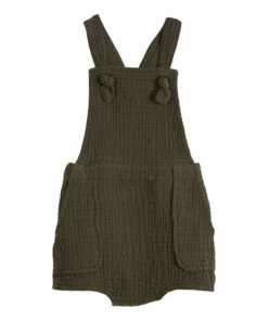 Cotton Muslin Romper Khaki Emile et Ida Fashion Baby