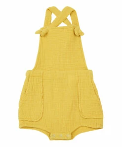 Cotton Muslin Romper Yellow Emile et Ida Fashion Baby