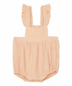 Cotton Muslin Sleeveless Romper Peach Emile et Ida Fashion Baby