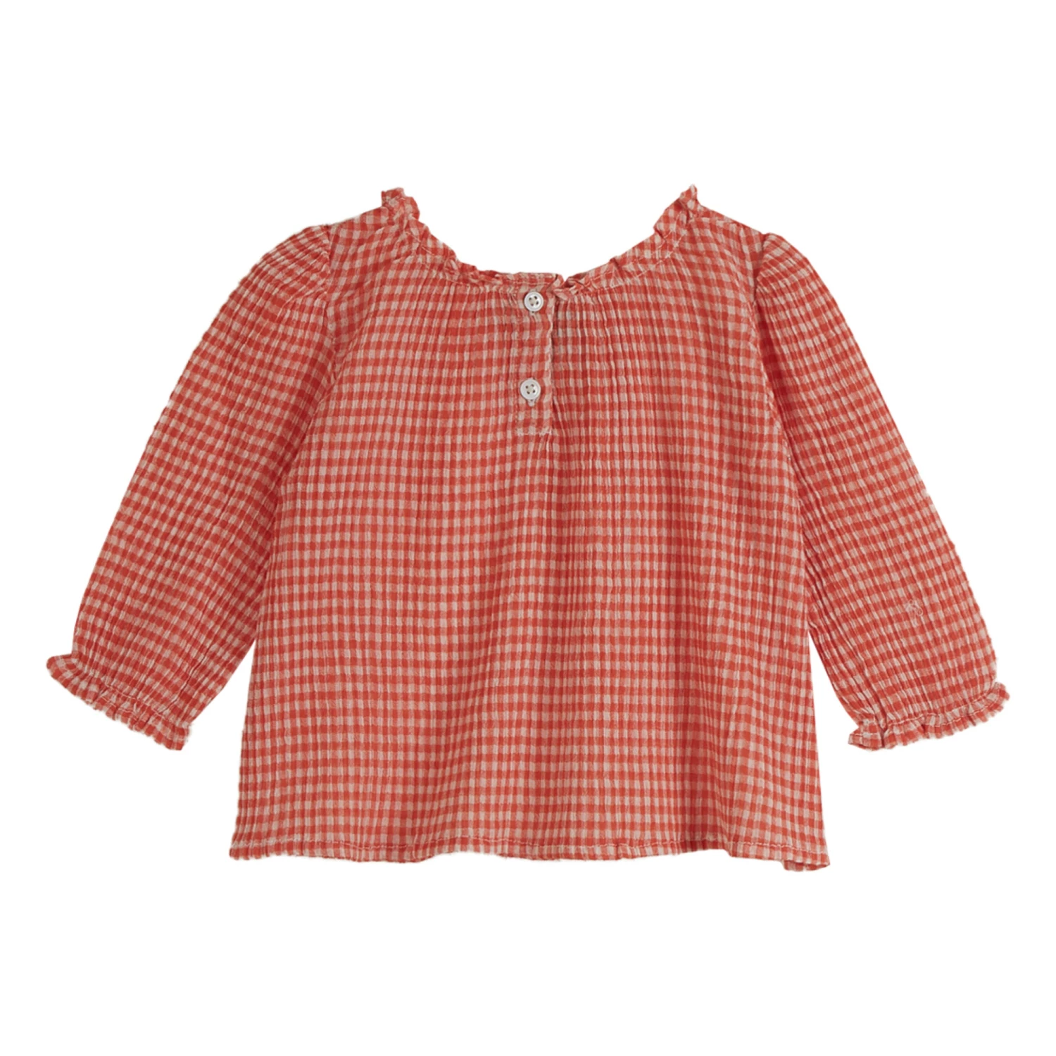 Crepe Gingham Blouse Red Emile et Ida Fashion Baby 1 Crepe Gingham Blouse Red Emile et Ida Fashion Baby
