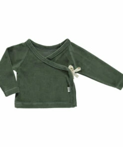 Crocu Velvet Wrap Over Top Chrome green Poudre Organic Fashion Baby