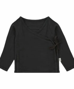 Crocus Double Organic Cotton Muslin Wrap Over Top Black Poudre Organic Fashion Baby