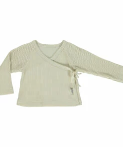 Crocus Organic Cotton Ribbed Wrap Over Top Off white Poudre Organic Fashion Baby