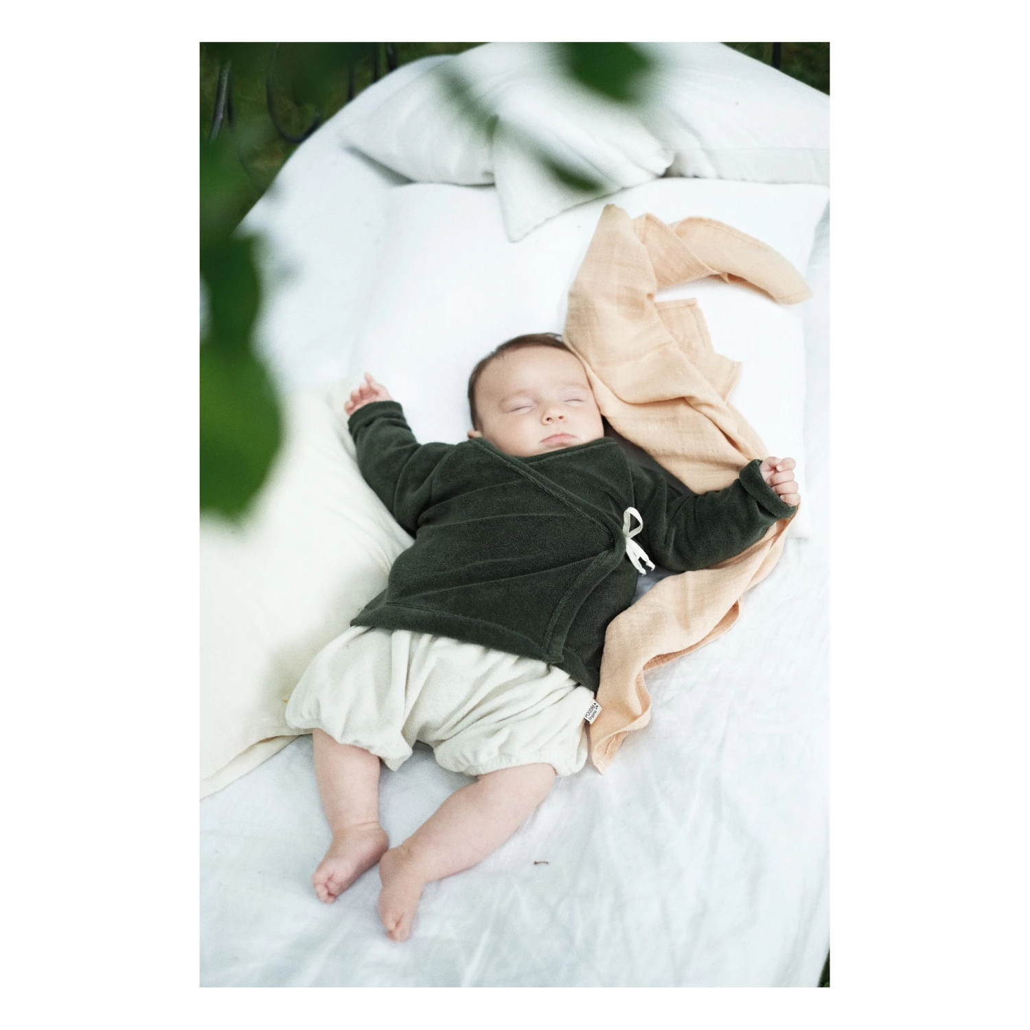 Crocus Organic Cotton Terry Cloth Wrap Over Top Dark green Poudre Organic Fashion Baby 3 Crocus Organic Cotton Terry Cloth Wrap Over Top Dark green Poudre Organic Fashion Baby - Image 3