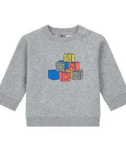 Cubes Organic Cotton Sweatshirt Heather grey Bonton Fashion Baby