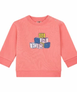 Cubes Organic Cotton Sweatshirt Pink Bonton Fashion Baby