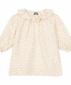 Damour Organic Cotton Muslin Heart Dress Ecru Bonton Fashion Baby