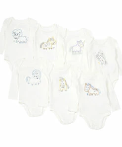 Day of the Week Bodysuits, Organic Cotton Ecru Stella McCartney Kids Fashion Baby