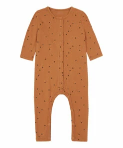 Dots Organic Cotton Jumpsuit Camel Bonjour Little Fashion Baby