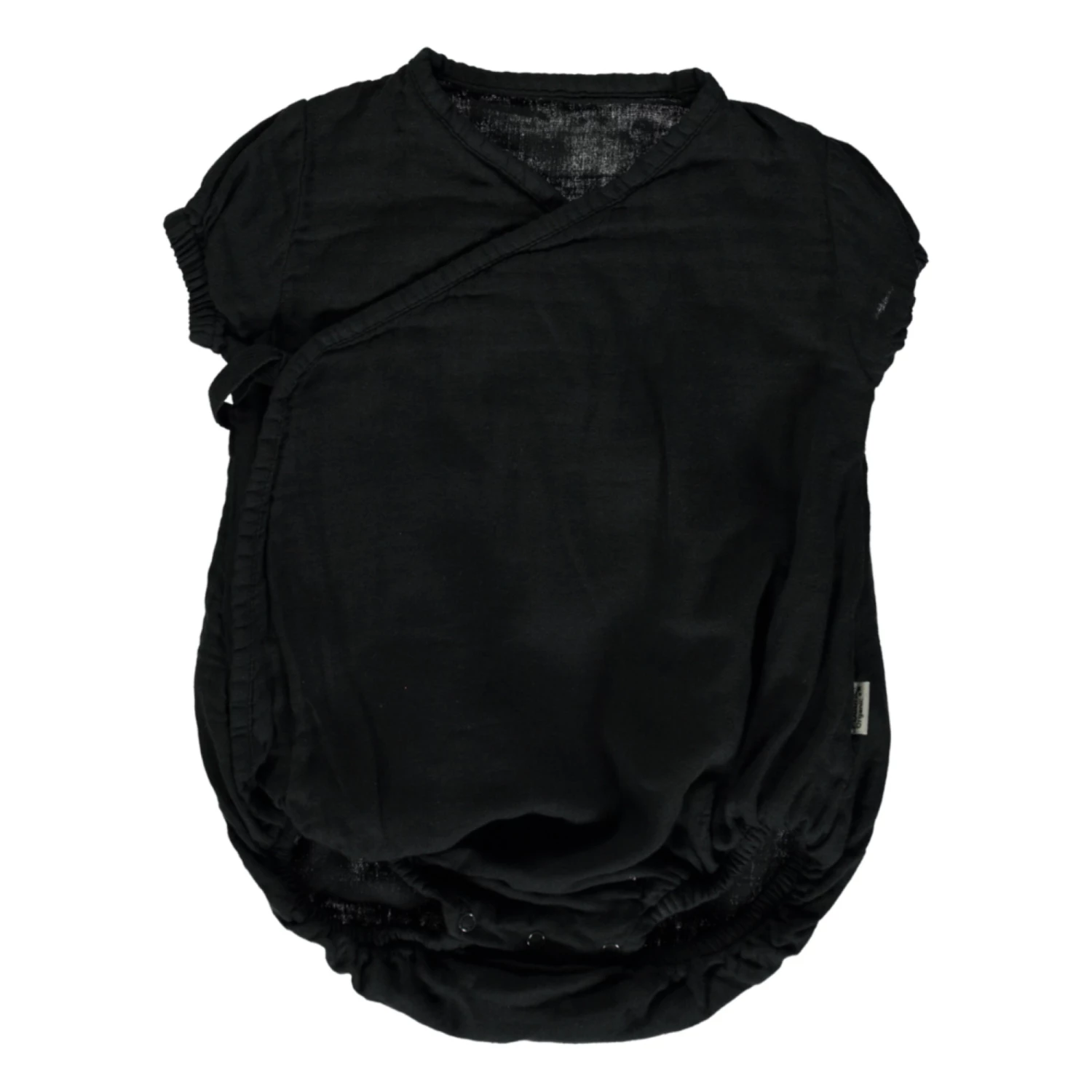Double Organic Cotton Muslin Crossed Playsuit Black Poudre Organic Fashion Baby 2 Double Organic Cotton Muslin Crossed Playsuit Black Poudre Organic Fashion Baby - Image 2