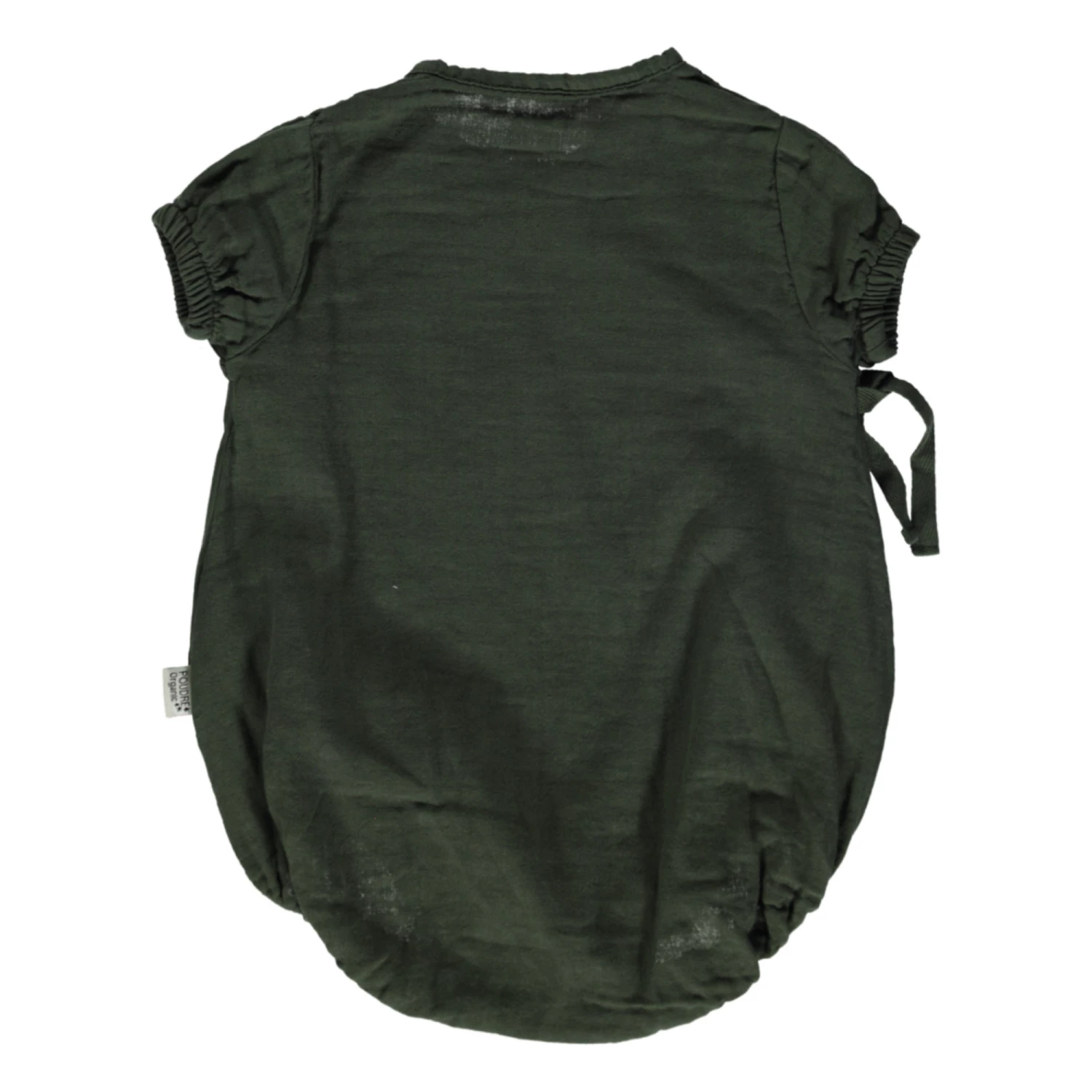 Double Organic Cotton Muslin Crossed Playsuit Dark green Poudre Organic Fashion Baby 2 Double Organic Cotton Muslin Crossed Playsuit Dark green Poudre Organic Fashion Baby - Image 2