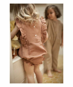 Elisa Cotton Muslin Romper Dusty Pink Marlot Paris Fashion Baby -Baby Tops Elegant Store elisa cotton muslin romper dusty pink marlot paris fashion baby 1