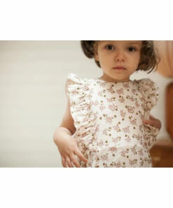 Elisa Cotton Muslin Romper Ecru Marlot Paris Fashion Baby -Baby Tops Elegant Store elisa cotton muslin romper ecru marlot paris fashion baby 2