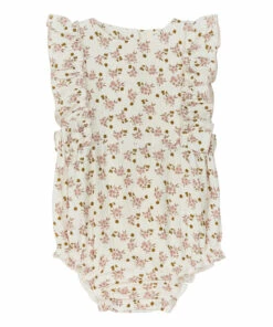 Elisa Cotton Muslin Romper Ecru Marlot Paris Fashion Baby