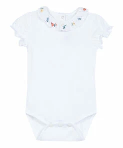 Embroidered Collar Babygrow Ecru Tartine et Chocolat Fashion Baby