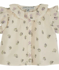 Embroidered Flower Blouse Ecru Emile et Ida Fashion Baby