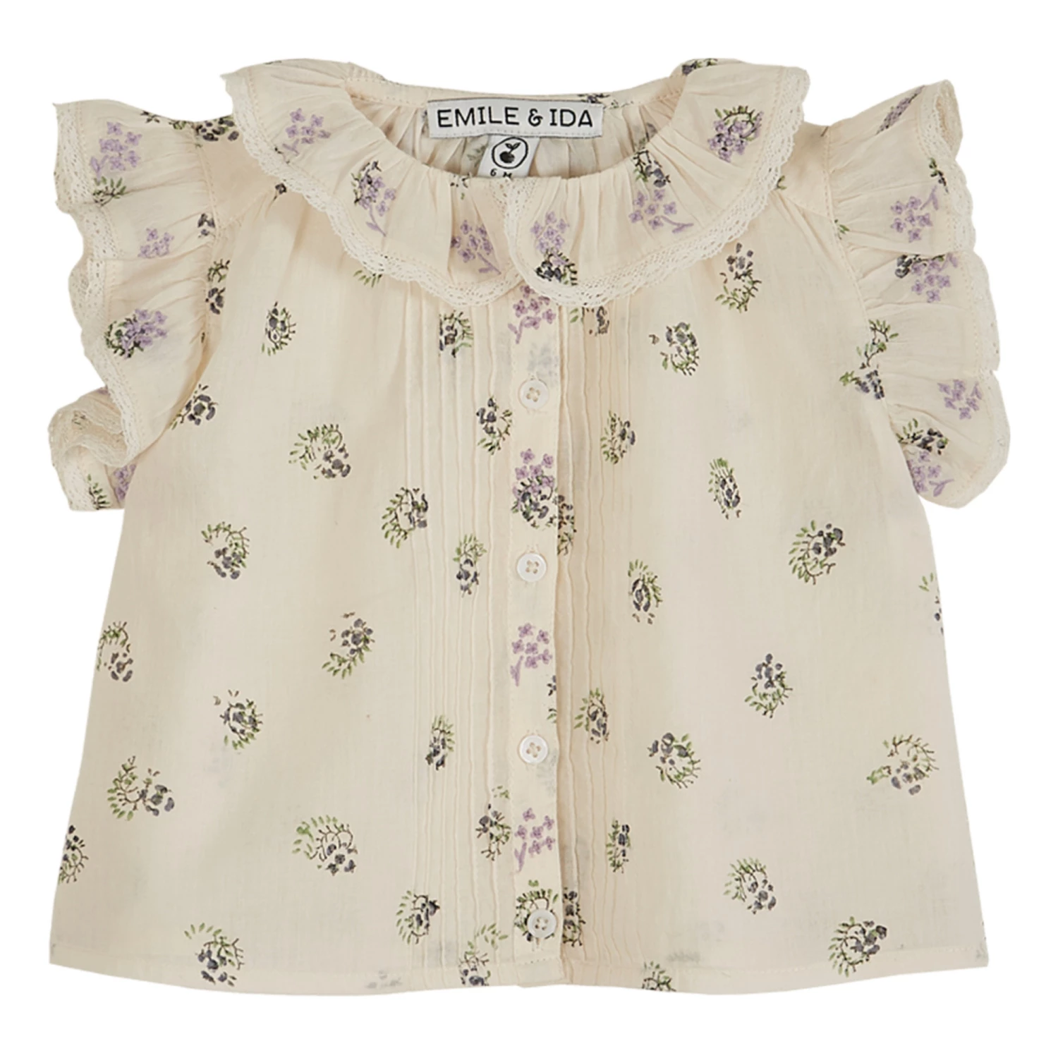 Embroidered Flower Blouse Ecru Emile et Ida Fashion Baby 1 Embroidered Flower Blouse Ecru Emile et Ida Fashion Baby