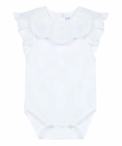 Embroidered Frill Babygrow Ecru Tartine et Chocolat Fashion Baby