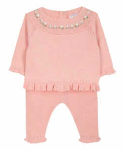 Embroidered Jumper + Knit Leggings Pink Tartine et Chocolat Fashion Baby
