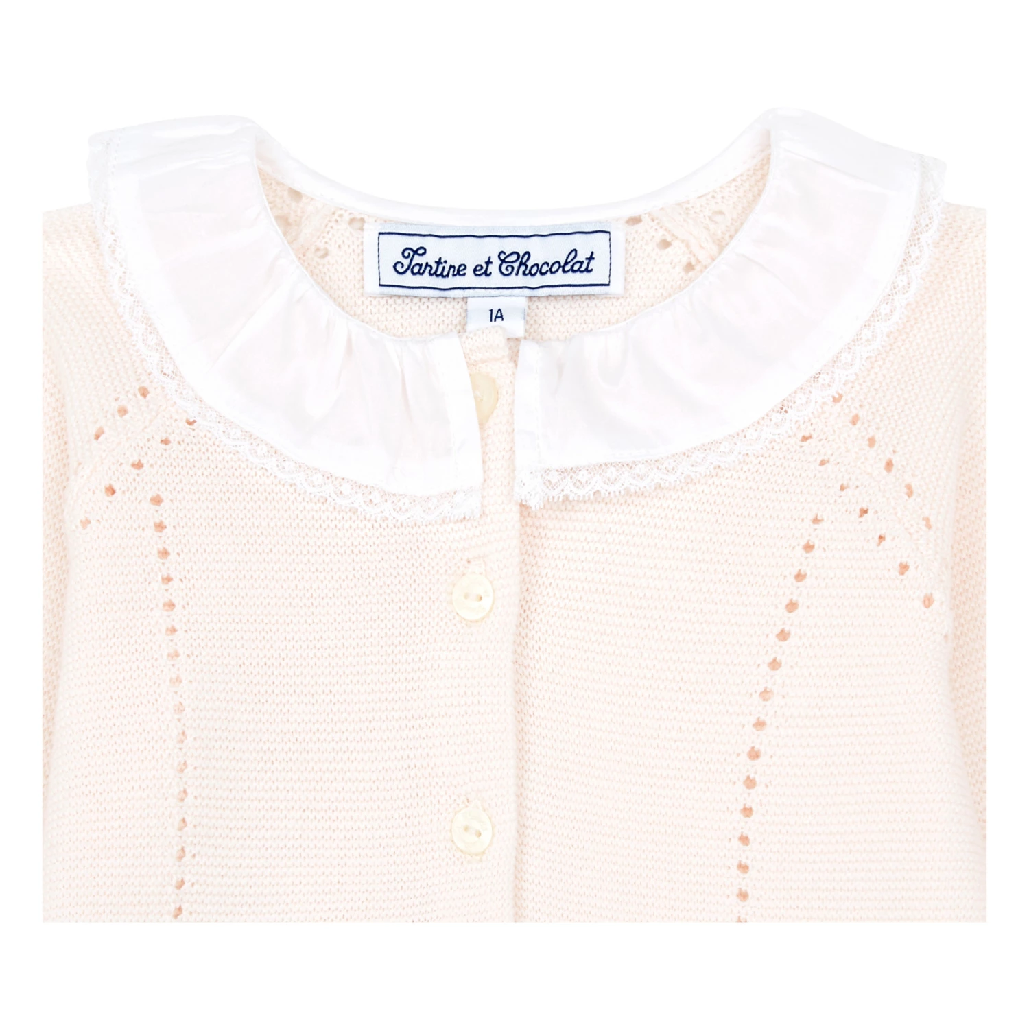 Embroidered Knit Jumpsuit Pale pink Tartine et Chocolat Fashion Baby 2 Embroidered Knit Jumpsuit Pale pink Tartine et Chocolat Fashion Baby - Image 2