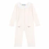 Embroidered Knit Jumpsuit Pale pink Tartine et Chocolat Fashion Baby