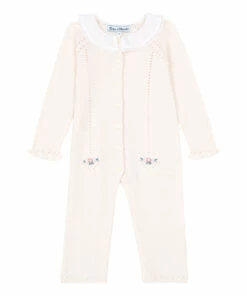 Embroidered Knit Jumpsuit Pale pink Tartine et Chocolat Fashion Baby