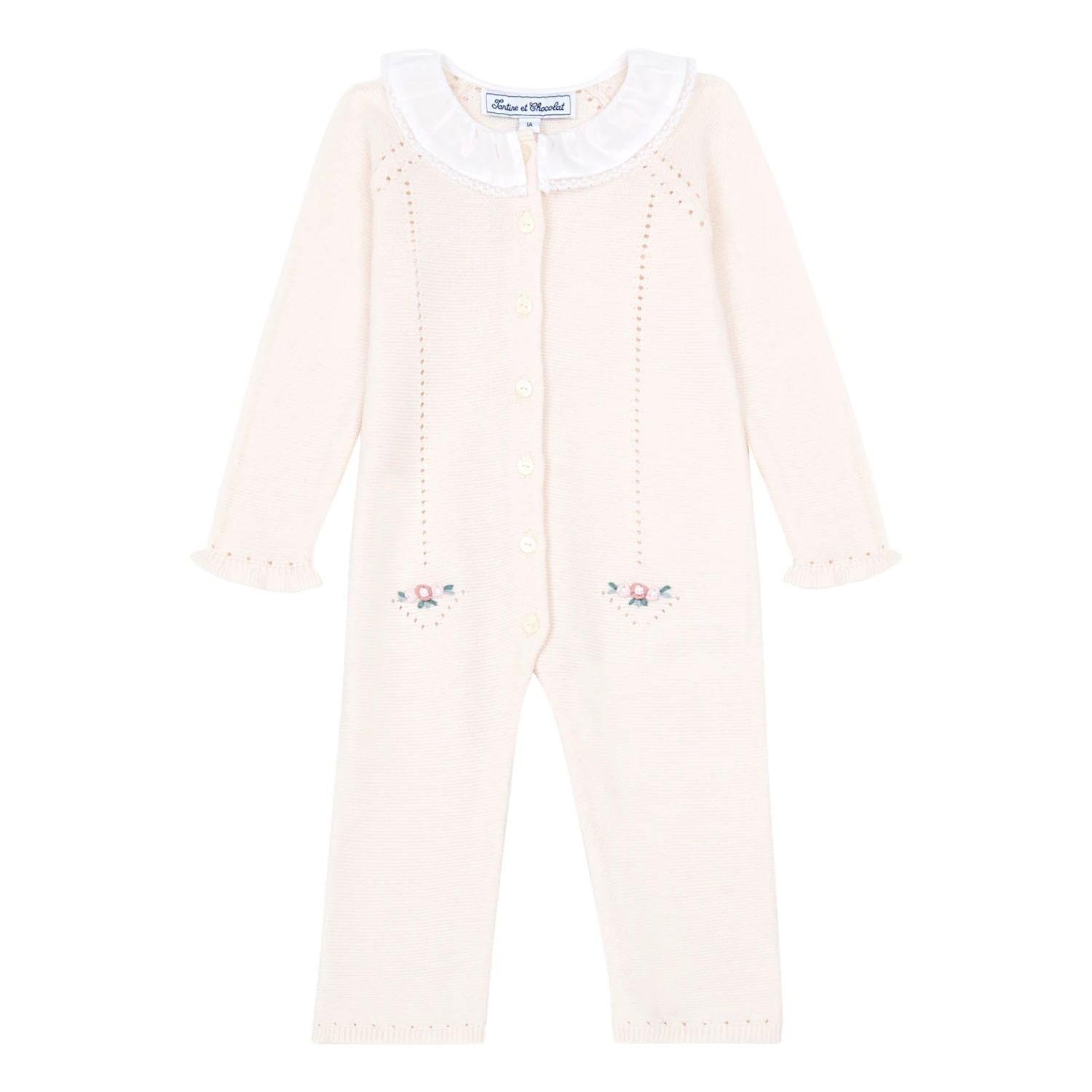 Embroidered Knit Jumpsuit Pale pink Tartine et Chocolat Fashion Baby 1 Embroidered Knit Jumpsuit Pale pink Tartine et Chocolat Fashion Baby