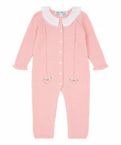 Embroidered Knit Jumpsuit Pink Tartine et Chocolat Fashion Baby