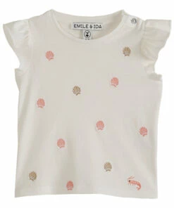 Embroidered Shell T-shirt Ecru Emile et Ida Fashion Baby
