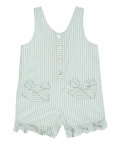 Embroidered Striped Dress Green water Tartine et Chocolat Fashion Baby