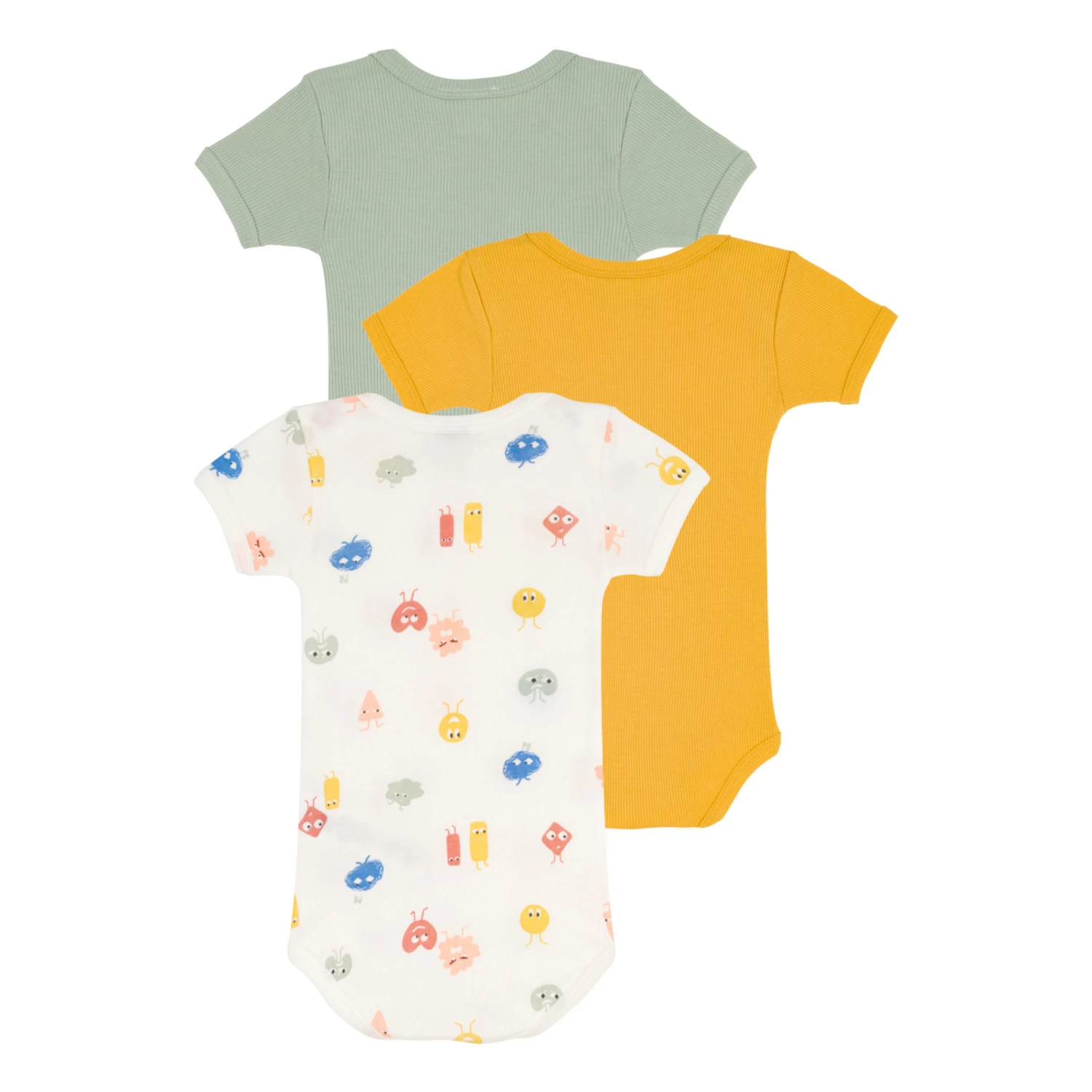 Emotion Lyocell Short Sleeve Baby Bodysuits - Set of 3 White Petit Bateau Fashion Baby 3 Emotion Lyocell Short Sleeve Baby Bodysuits - Set of 3 White Petit Bateau Fashion Baby - Image 3