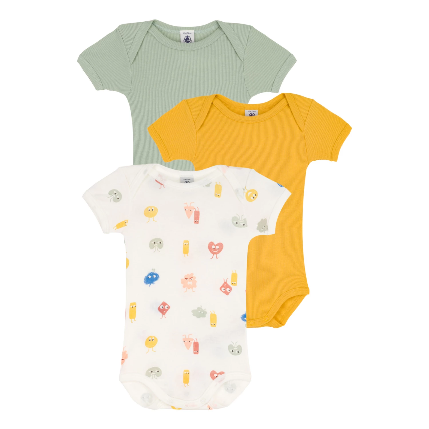 Emotion Lyocell Short Sleeve Baby Bodysuits - Set of 3 White Petit Bateau Fashion Baby 1 Emotion Lyocell Short Sleeve Baby Bodysuits - Set of 3 White Petit Bateau Fashion Baby