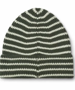 Ezra Striped Organic Cotton Beanie Green Liewood Fashion Baby, Children -Baby Tops Elegant Store ezra striped organic cotton beanie green liewood fashion baby children 2