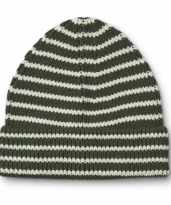 Ezra Striped Organic Cotton Beanie Green Liewood Fashion Baby, Children