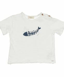 Fish Organic Cotton Slub T-shirt Ecru Búho Fashion Baby