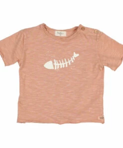 Fish Organic Cotton Slub T-shirt Terracotta Búho Fashion Baby, Children