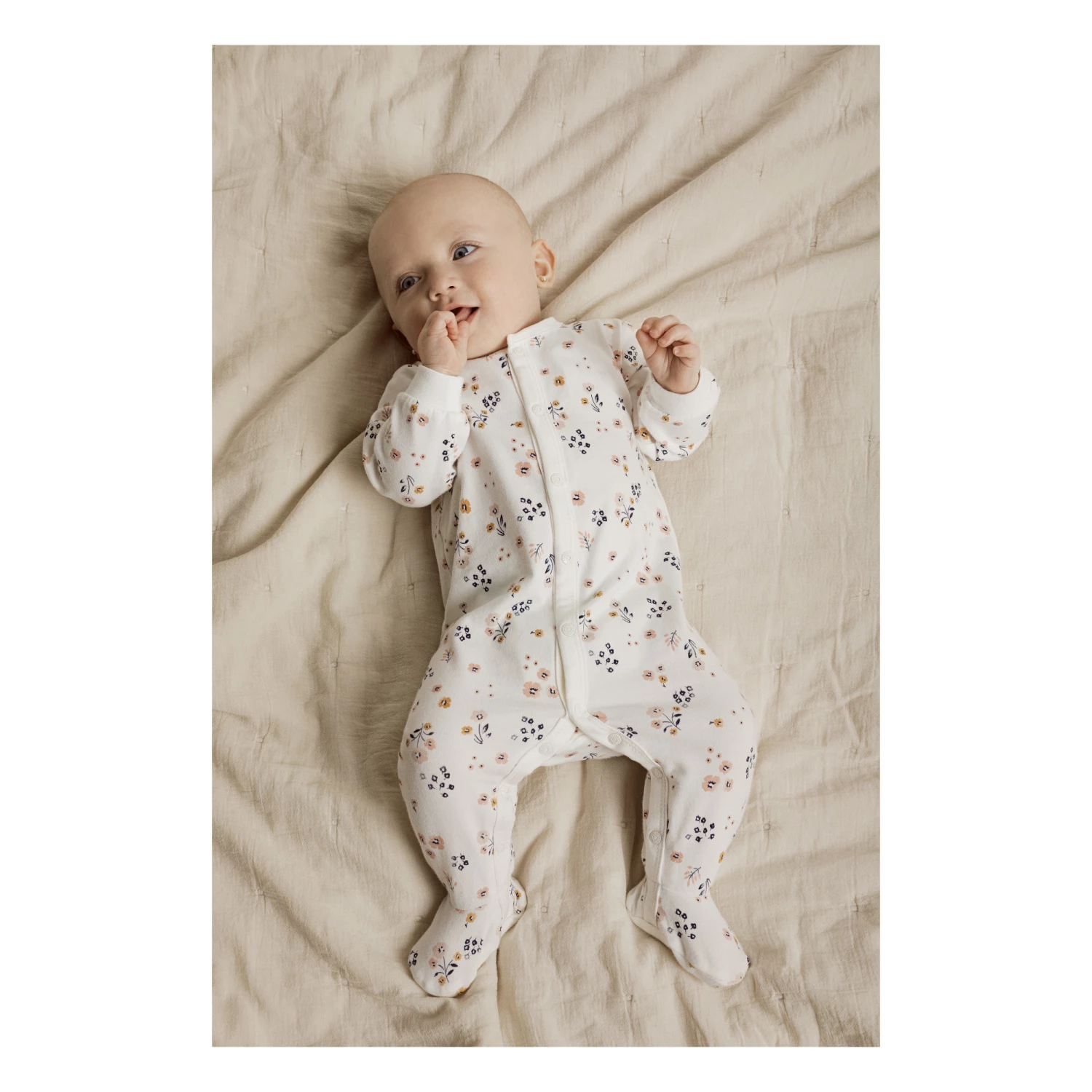 Floral Footed Pyjamas Off white Petit Lem Fashion Baby 2 Floral Footed Pyjamas Off white Petit Lem Fashion Baby - Image 2