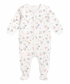 Floral Footed Pyjamas Off white Petit Lem Fashion Baby